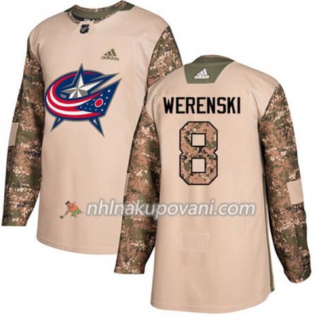 Blue Jackets Dresy Zach Werenski 8 Adidas 2017-2018 Camo Veterans Day Practice Authentic - Pánské